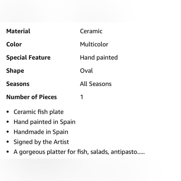 De La Cal Serving Platter Handpainted Artistic Blue Yellow Fish 10.5 X 10 Plate - Picture 5 of 12